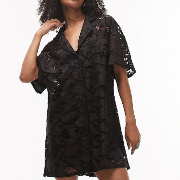 Topshop Dresses & Skirts - Topshop Black Notched Collar Mini Dress